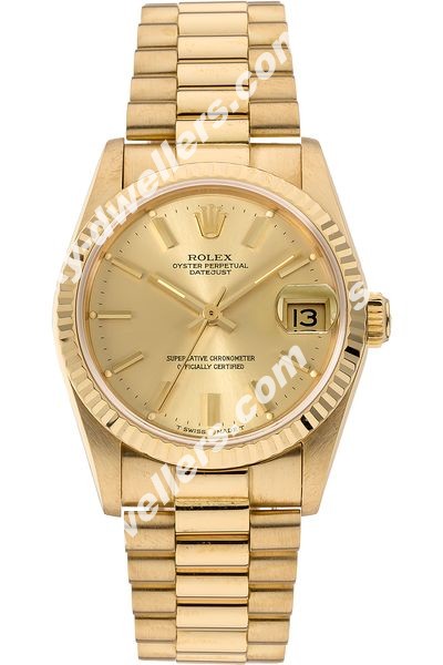 Rolex Datejust Circa 1984 Yellow Gold Automatic 68278