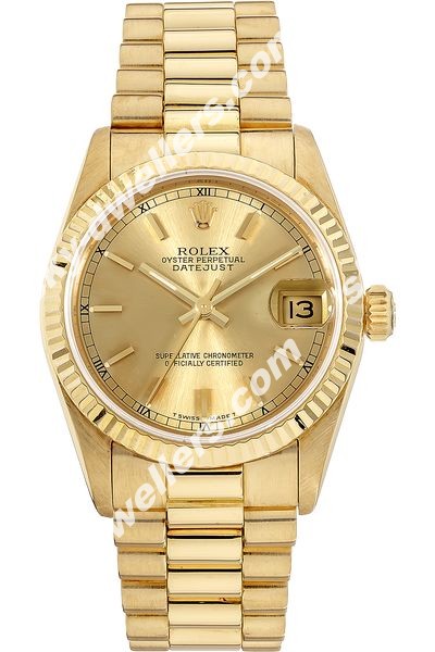 Rolex Datejust Circa 1989 Yellow Gold Automatic 68278