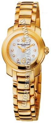 Baume and Mercier Capeland Diamond 18kt Yellow Gold Mother-of-pearl Mini Ladies Watch 8400