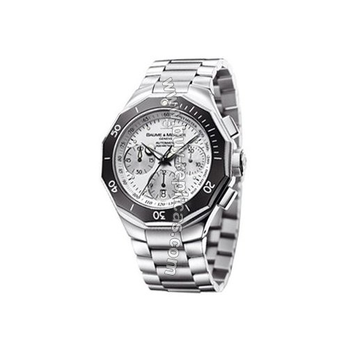 Baume & Mercier Riviera Sporty Stainless Steel White Chronograph Mens Watch 8724