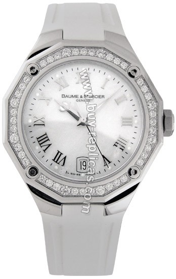 Baume and Mercier Riviera Diamond Mother-of-Pearl White Rubber Unisex Watch 8710