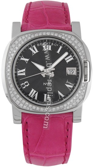 Bedat No. 8 Diamond Pink Strap Black Ladies Watch 838.040.300