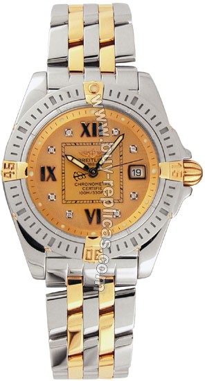 Breitling Windrider Cockpit Lady Diamond 18kt Yellow Gold and Steel Ladies Watch B7135612-H5-780B