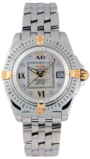 Breitling Windrider Cockpit Lady Diamond 18kt Yellow Gold Steel Ladies Watch B7135612-G5-352A