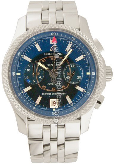 Breitling Bentley Mark VI Platinum Steel Blue Mens Watch P2636212-C7-973A