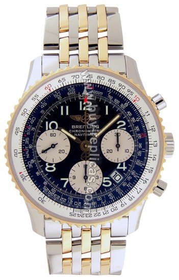 Breitling Navitimer 18kt Yellow Gold Steel Black Mens Watch D2332212-B6-431D