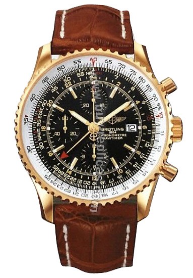 Breitling Navitimer World 18kt Yellow Gold Brown Mens Watch K2432212-B7-417