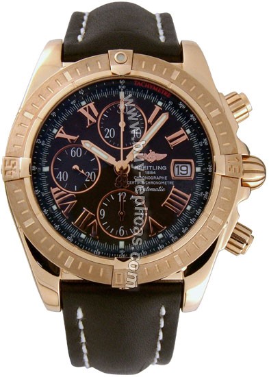 Breitling Windrider Chronomat Evolution 18kt Rose Gold Black Mens Watch H1335611-B8-435X