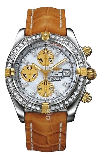 Breitling Windrider Chronomat Evolution Diamond 18kt Yellow Gold Steel Mens Watch B1335653-A5-466