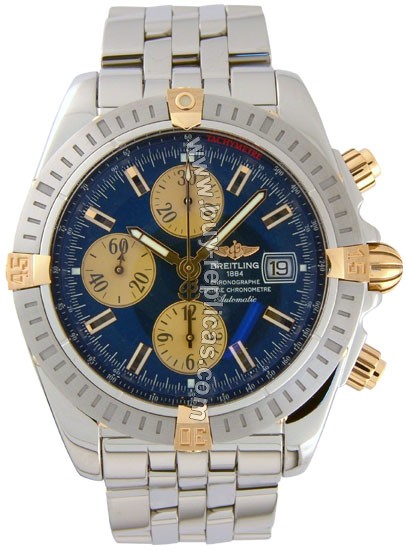 Breitling Windrider Chronomat Evolution 18kt Yellow Gold Steel Mens Watch B1335611-C6-357A