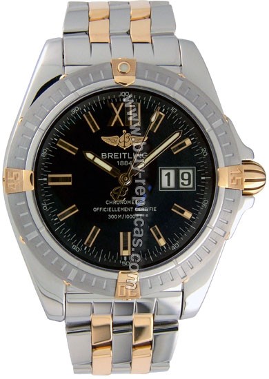 Breitling Windrider Cockpit 18kt Yellow Gold and Steel Black Mens Watch B4935011-B7-361D