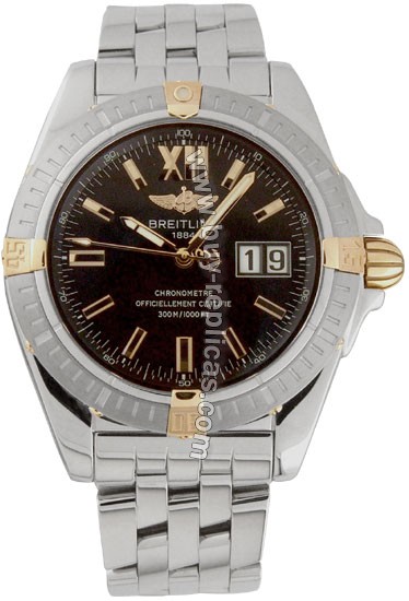 Breitling Windrider Cockpit 18kt Yellow Gold and Steel Black Mens Watch B4935011-B7-361A