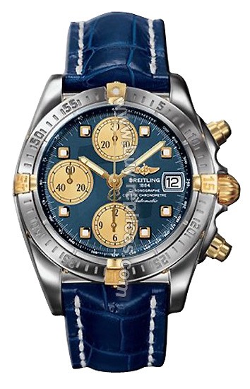 Breitling Windrider Chrono Cockpit 18kt Yellow Gold Steel Blue Mens Watch B1335853-C6-484