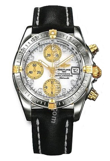 Breitling Windrider Chrono Cockpit Diamond 18kt Yellow Gold Steel Black Mens Watch B1335853-A5-485