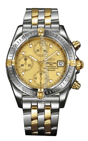 Breitling Windrider Chrono Cockpit 18kt Yellow Gold Steel Mens Watch B1335812-H5-486