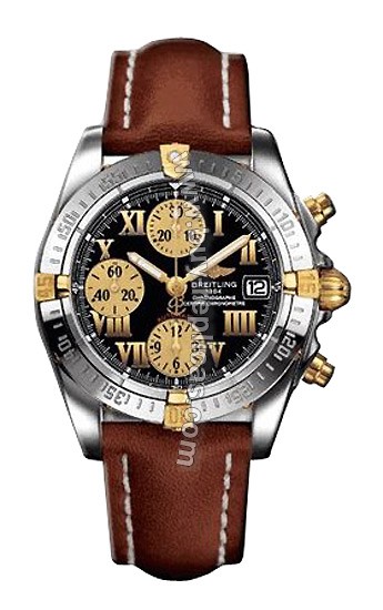 Breitling Windrider Chrono Cockpit 18kt Yellow Gold Steel Brown Mens Watch B1335812-B7-491