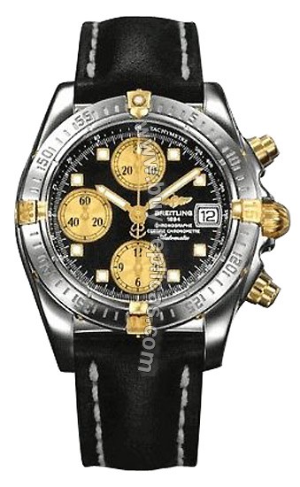 Breitling Windrider Chrono Cockpit 18kt Yellow Gold Steel Black Mens Watch B1335812-B7-170