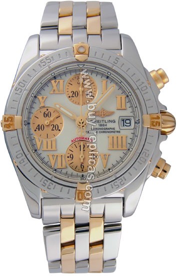 Breitling Windrider Chrono Cockpit 18kt Yellow Gold Steel Mens Watch B1335712-A5-358