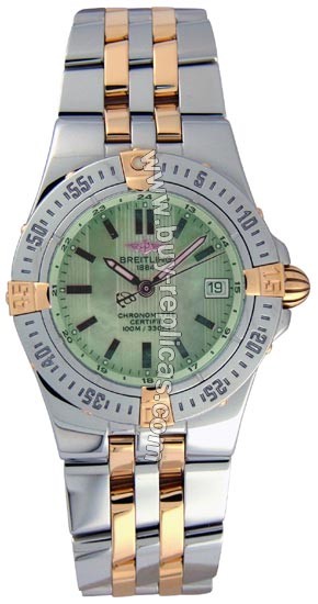 Breitling Windrider Starliner 18kt Yellow Gold Steel Green Mother-of-pearl Ladies Watch B7134012-L5-360D