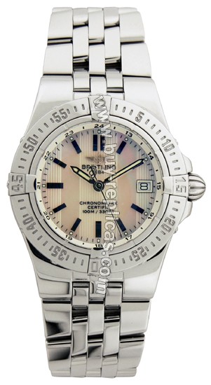 Breitling Windrider Starliner Mother-of-Pearl Striped Dial Steel Ladies Watch A7134012-A6-360A