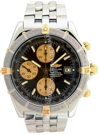 Breitling Windrider Crosswind 18kt Yellow Gold Steel Black Mens Watch B1335511-B6-350A