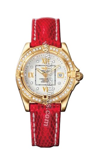 Breitling Windrider Cockpit Lady Diamond 18kt Yellow Gold Red Ladies Watch K7135653-G5-506