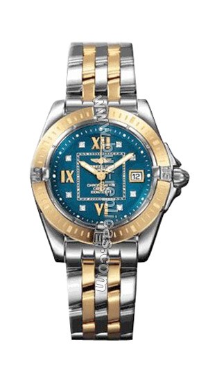 Breitling Windrider Cockpit Lady 18kt Yellow Gold Steel Blue Ladies Watch D7135612-C6-504