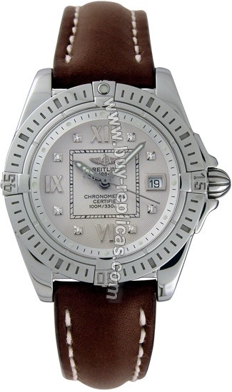 Breitling Windrider Cockpit Lady Diamond Steel Brown Strap Ladies Watch A7135612