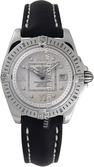 Breitling Windrider Cockpit Lady Diamond Steel Black Strap Ladies Watch A7135612