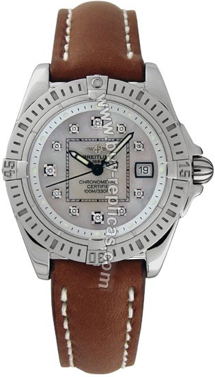 Breitling Windrider Cockpit Lady Diamond Steel Brown Strap Ladies Watch A7135612-A5-406X