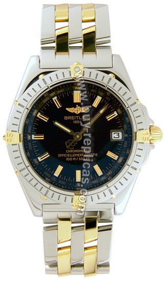 Breitling Windrider Wings Automatic 18kt Yellow Gold Steel Black Mens Watch B1035012-B5-340D