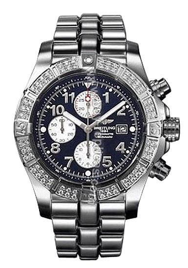 Breitling Aeromarine Super Avenger Diamond Steel Blue Mens Watch A1337011-C6-250D