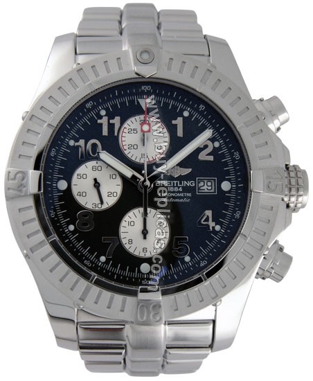 Breitling Aeromarine Super Avenger Steel Black Mens Watch A1337011-B6-891A