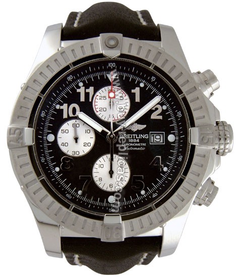 Breitling Aeromarine Super Avenger Steel Black Mens Watch A1337011-B6-441XA