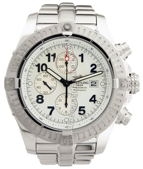 Breitling Aeromarine Super Avenger Steel White Mens Watch A1337011-A5-891A