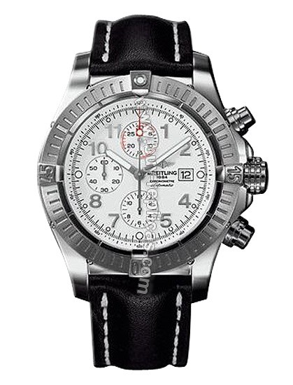 Breitling Aeromarine Super Avenger Steel Black Strap Mens Watch A1337011-A5-557