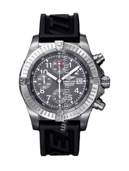 Breitling Aeromarine Chrono Avenger Titanium Black Rubber Grey Mens Watch E1336009-M5-558