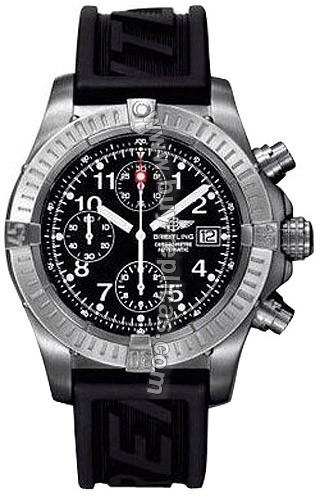 Breitling Aeromarine Chrono Avenger Titanium Black Rubber Mens Watch E1336009-B5-563