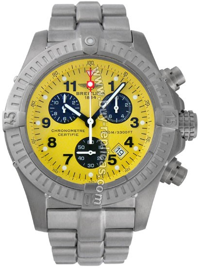 Breitling Aeromarine Chrono M1 Avenger Titanium Yellow Mens Watch E7336009-I5-888E