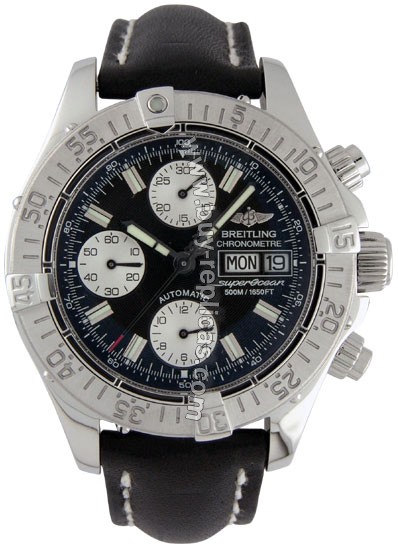 Breitling Aeromarine Chrono Superocean Steel Black Strap Mens Watch A1334011-B6-428X