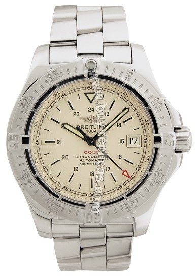 Breitling Aeromarine Colt Automatic Steel Cream Mens Watch A1738011-G5-811A