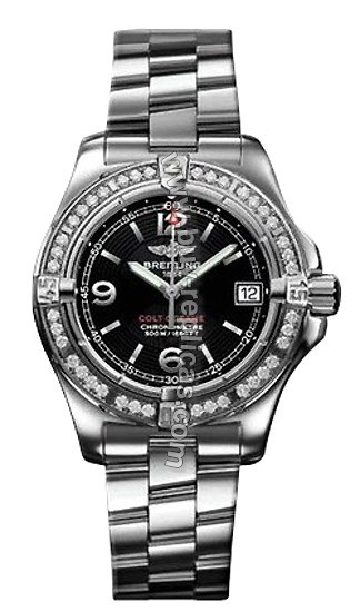 Breitling Aeromarine Colt Oceane Diamond Steel Black Ladies Watch A7738011-B7-617