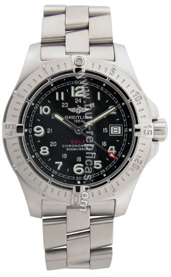 Breitling Aeromarine Colt Quartz Steel Black Mens Watch A7438010-B7-812A