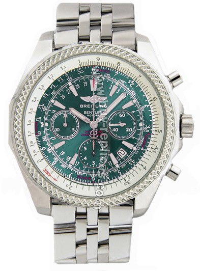 Breitling Bentley GT Chronograph Steel Green Mens Watch A1336212-L5-688