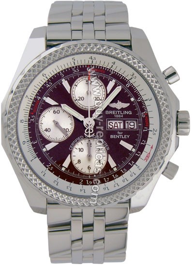 Breitling Bentley GT Chronograph Steel Burgundy Mens Watch A1336212-K5-972A