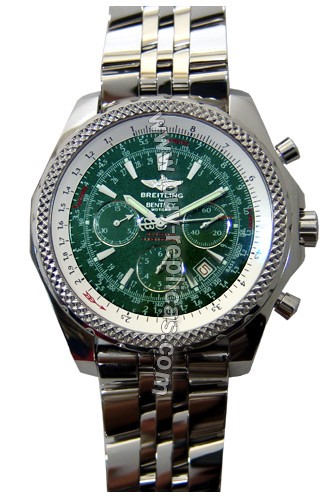 Breitling Bentley Motors Chronograph Steel Green Mens Watch A2536212-L505