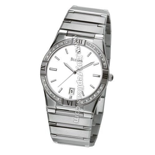 Bulova 24 Diamond Stainless Steel Mens Watch 96E100