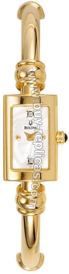 Bulova Diamond Gold-tone Steel Bangle Ladies Watch 97S95