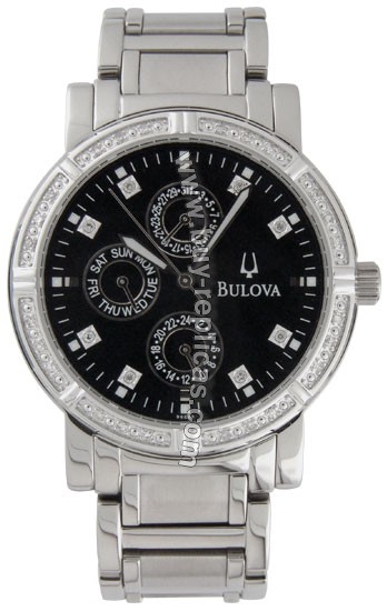 Bulova Diamond Black Mens Watch 96E04