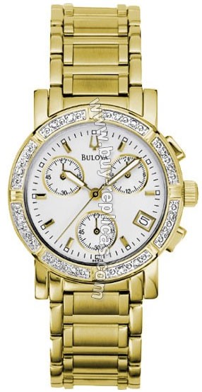 Bulova Gold-Tone Diamond Chronograph Ladies Watch 98R97